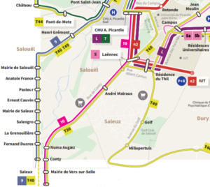Plan de distribution des bus à Salouël